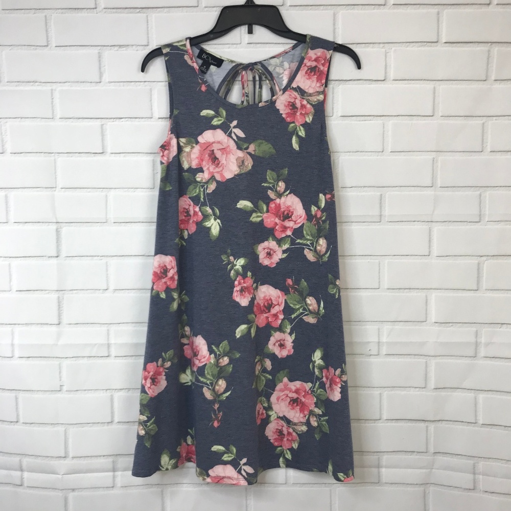 BCX Juniors Dress Tie Back A Line Floral Pattern - Picture 2 of 4